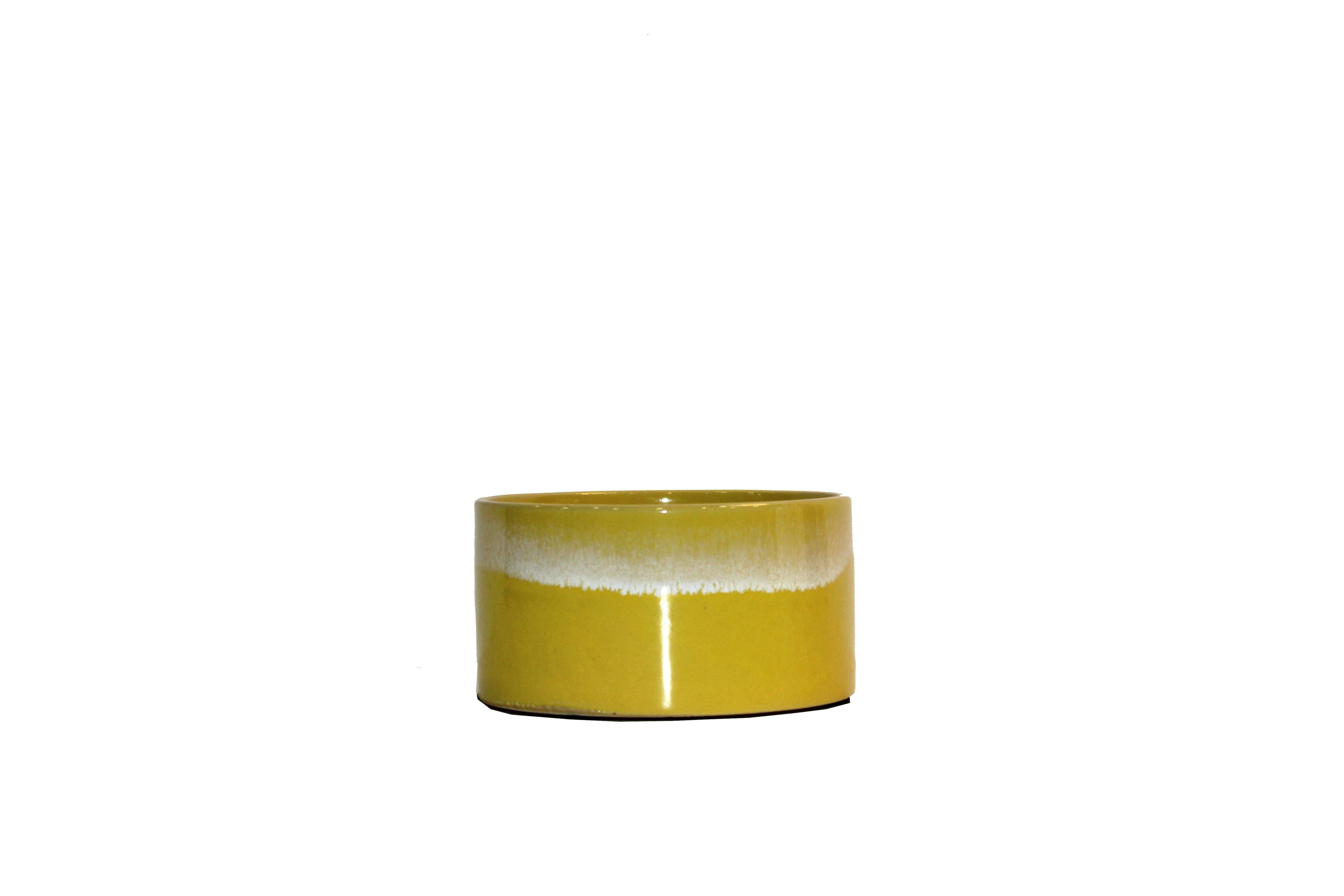 JUEGO DE JARRON Y BOWL AMARILLO Y BLANCO - CARMAN Showroom