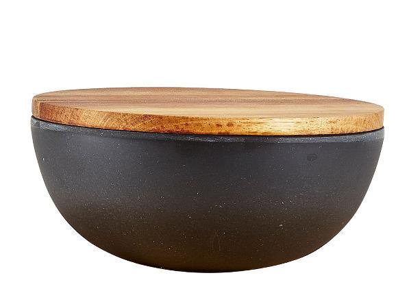 CUENCO GRANDE NEGRO TAPA MADERA - CARMAN Showroom