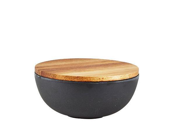 CUENCO PEQUEÑO NEGRO TAPA MADERA - CARMAN Showroom