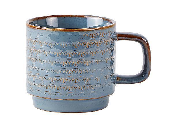 JUEGO DE 4 TAZAS DECORADAS AZUL GRIS - CARMAN Showroom